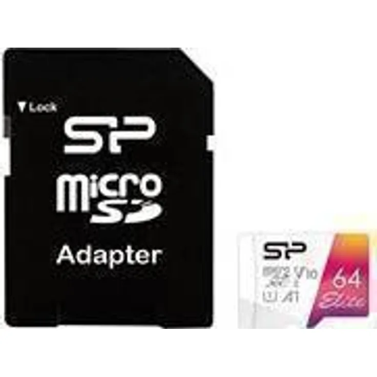 SILICON POWER Elite - Flash-Speicherkarte (microSDXC-an-SD-Adapter inbegriffen) - 64 GB - A1 - Video Class V10 - UHS-I U1 - Class10 - microSDXC UHS-I (SP064GBSTXBV1V20SP)