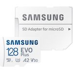 Samsung EVO Plus MB-MC128KA - Flash-Speicherkarte (microSDXC-an-SD-Adapter inbegriffen) - 128 GB - A2 - Video Class V30 - UHS-I U3 - Class10 - microSDXC UHS-I - weiß (MB-MC128KA/EU)