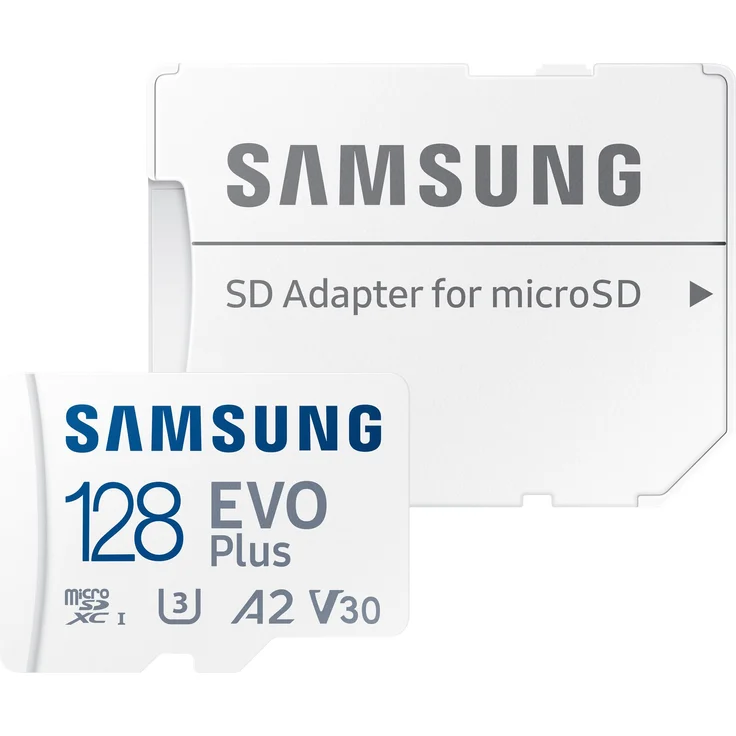 Samsung EVO Plus MB-MC128KA - Flash-Speicherkarte (microSDXC-an-SD-Adapter inbegriffen) - 128 GB - A2 - Video Class V30 - UHS-I U3 - Class10 - microSDXC UHS-I - weiß (MB-MC128KA/EU) – Bild 1