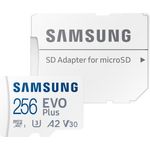 Samsung EVO Plus MB-MC256KA - Flash-Speicherkarte (microSDXC-an-SD-Adapter inbegriffen) - 256 GB - A2 - Video Class V30 - UHS-I U3 - Class10 - microSDXC UHS-I - weiß (MB-MC256KA/EU)