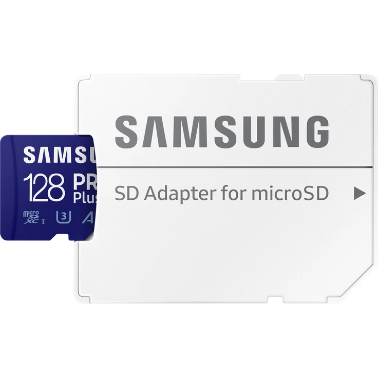 Samsung PRO Plus MB-MD128KA - Flash-Speicherkarte (microSDXC-an-SD-Adapter inbegriffen) - 128 GB - A2 - Video Class V30 - UHS-I U3 - Class10 - microSDXC UHS-I - Blau (MB-MD128KA/EU) – Bild 1