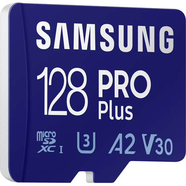 Samsung PRO Plus MB-MD128KA - Flash-Speicherkarte (microSDXC-an-SD-Adapter inbegriffen) - 128 GB - A2 - Video Class V30 - UHS-I U3 - Class10 - microSDXC UHS-I - Blau (MB-MD128KA/EU) – Bild 3