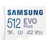 Samsung EVO Plus MB-MC512KA - Flash-Speicherkarte (microSDXC-an-SD-Adapter inbegriffen) - 512 GB - A2 - Video Class V30 - UHS-I U3 - Class10 - microSDXC UHS-I - weiß (MB-MC512KA/EU)