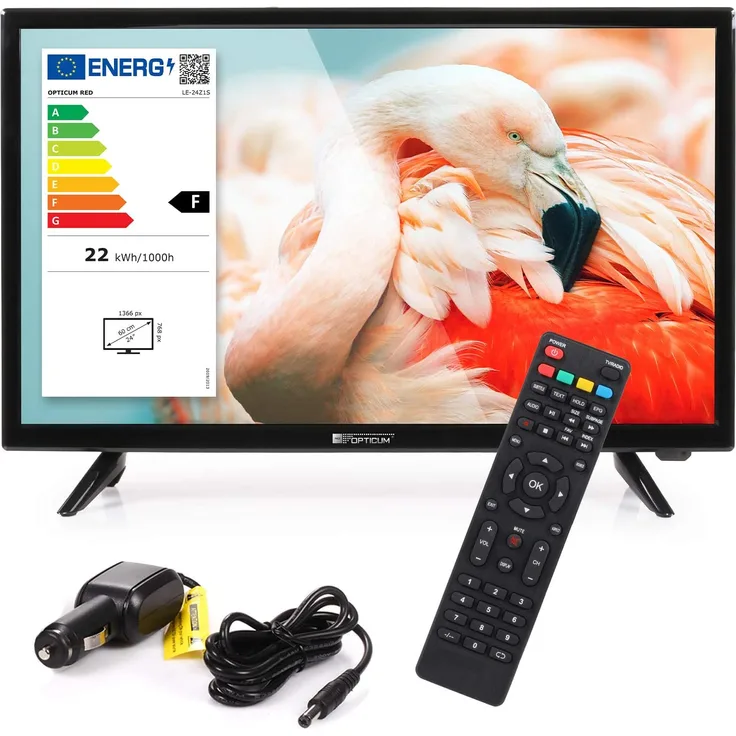 Opticum LE-24Z1S 61 cm (24 Zoll) LED TV (HD ready, kein HDR, Edge LED) HD-Triple-Tuner (Sat, Antenne, Kabel) Energieklasse F (DE-Modell)
