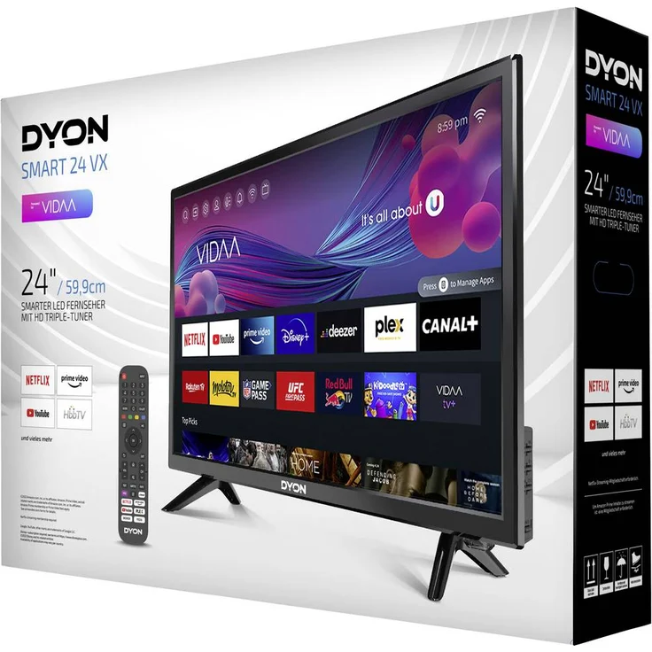 Dyon 24 VX 60 cm (24 Zoll) LED Smart TV (Full HD, kein HDR, Edge LED) HD-Triple-Tuner (Sat, Antenne, Kabel) Energieklasse F (DE-Modell) – Bild 3
