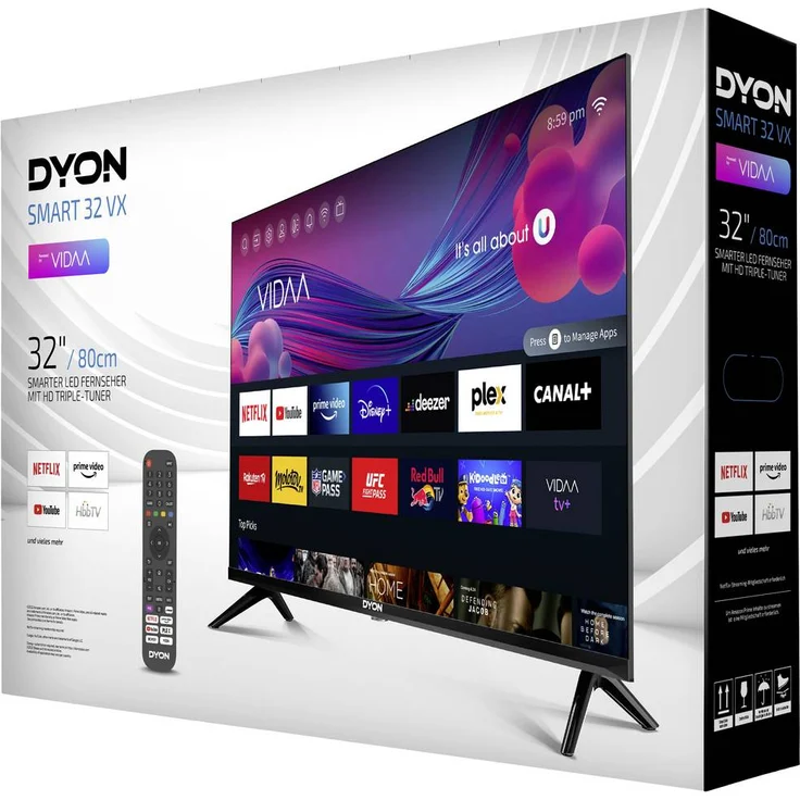 Dyon 32 VX 80 cm (32 Zoll) LED Smart TV (Full HD, kein HDR, Edge LED) HD-Triple-Tuner (Sat, Antenne, Kabel) Energieklasse F (DE-Modell) – Bild 2