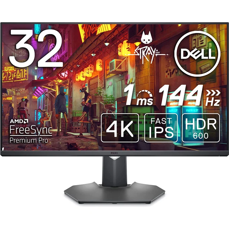 Dell G3223Q Gaming Monitor, 32 Zoll, 3840 x 2160, LED LCD, IPS, 1ms, 144Hz, max. 600cd/m², DP, USB-A, HDMI, Kopfhörerausgang, AMD Free-Sync Premium Pro, Grau – Bild 1