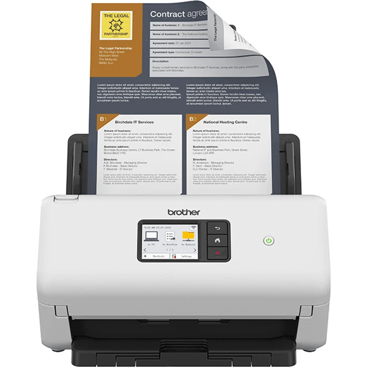 Brother ADS-4500W Dokumentenscanner, Dual CIS, Duplex, A4, 600 dpi x 600 dpi, bis zu 35 Seiten-Min. (einfarbig) - bis zu 35 Seiten-Min. (Farbe), automatischer Dokumenteneinzug (60 Blätter), bis zu 5250 Scanvorgänge-Tag, USB 3.0, Gigabit LAN, Wi-Fi(n), USB 2.0 (Host) – Bild 1