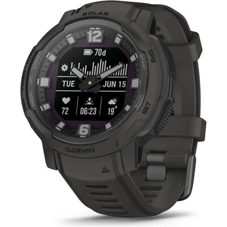 Garmin Instinct Crossover Solar Smartwatch GPS, Herren, 45mm, Silikonarmband, Graphite – Bild 2
