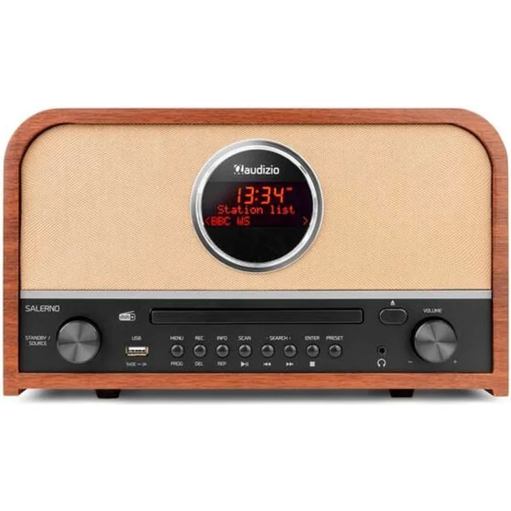 Audizio Salerno DAB+ Radio mit CD-Spieler, Holz