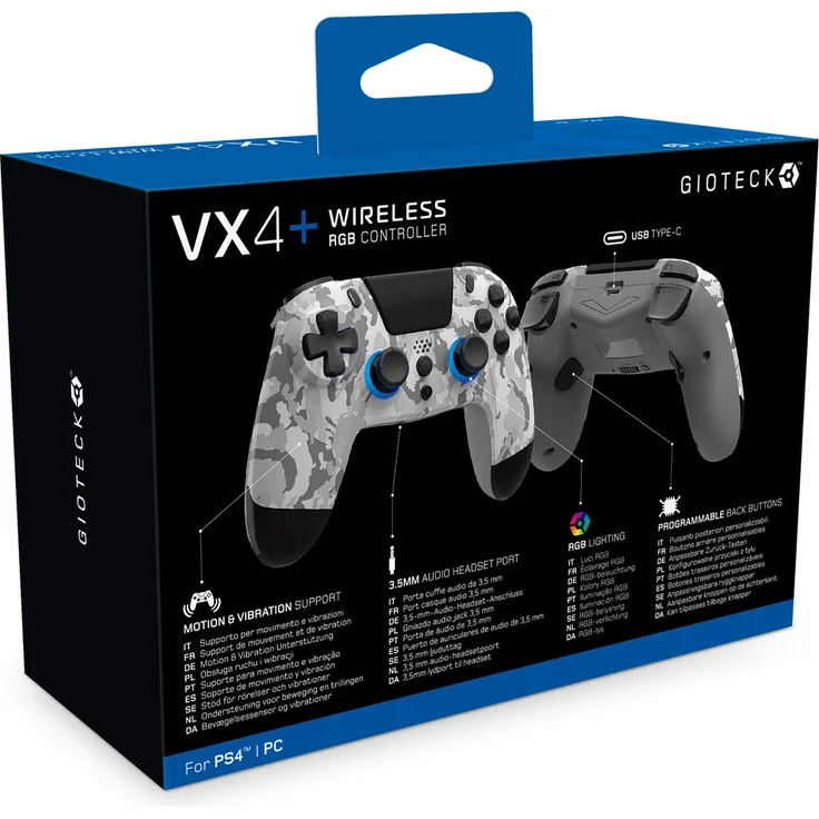 Gioteck VX4+ PS4/PC Wireless RGB Controller, Light Camo (PS4) – Bild 4