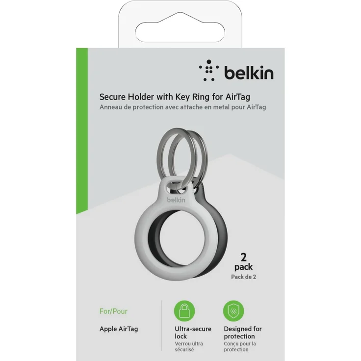 Belkin 2er-Pack Secure Holder mit Schlüsselanhänger für Apple AirTag, schwarz & weiß – Bild 2