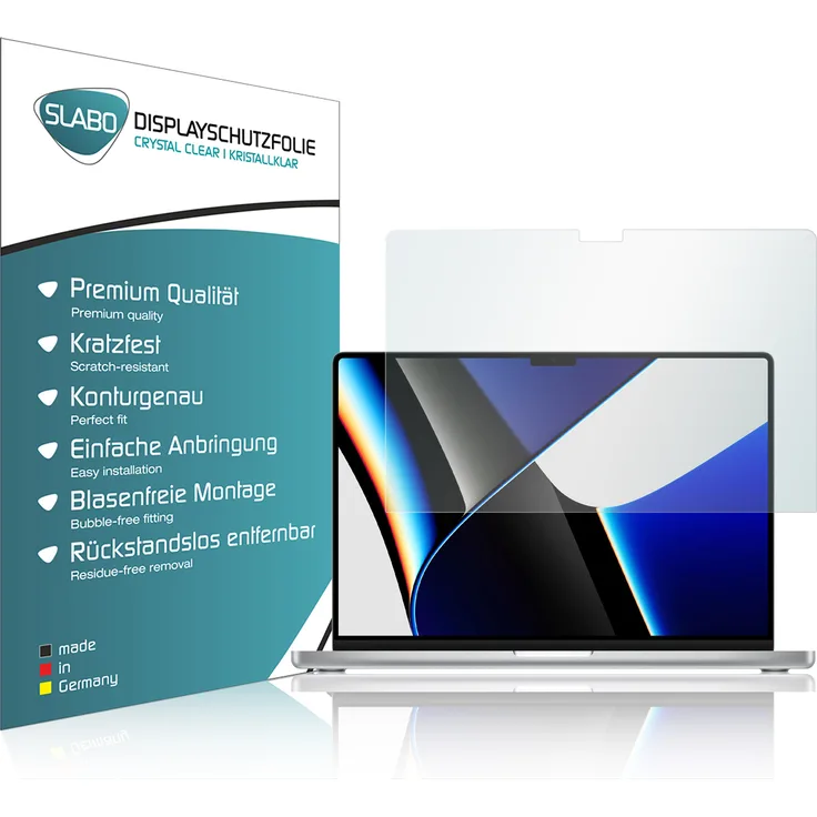 2x Slabo Displayschutzfolie für MacBook Pro 16" (2021) KLAR "Crystal Clear" Displayfolie Schutzfolie Folie