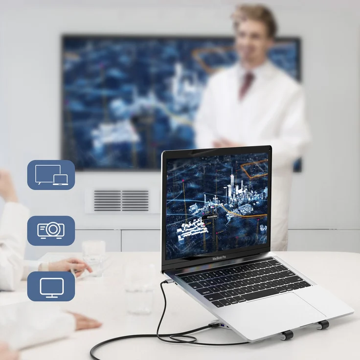 Choetech Stand Multifunktionsstation für Laptop PD - USB-C HDMI (4K - 30Hz) - 2xUSB-A - 1xUSB-C - 1xSD - 1xTF Schwarz – Bild 3
