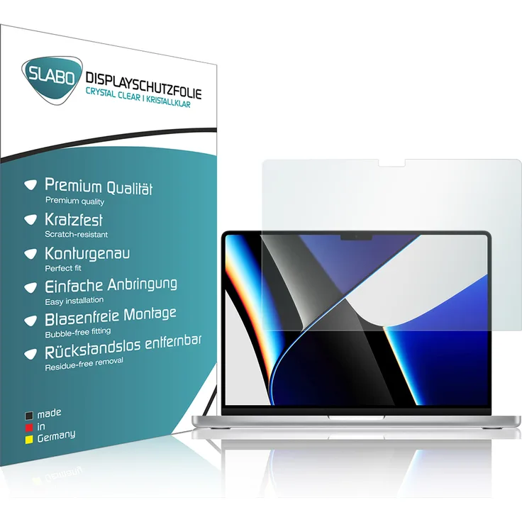 2x Slabo Displayschutzfolie für MacBook Pro 14" (2021) KLAR "Crystal Clear" Displayfolie Schutzfolie Folie