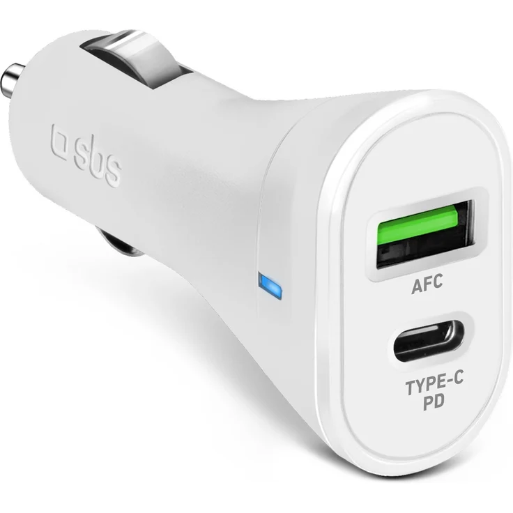 PD Kfz-Ladegerät 20W USB-C-USB 18W weiß – Bild 1