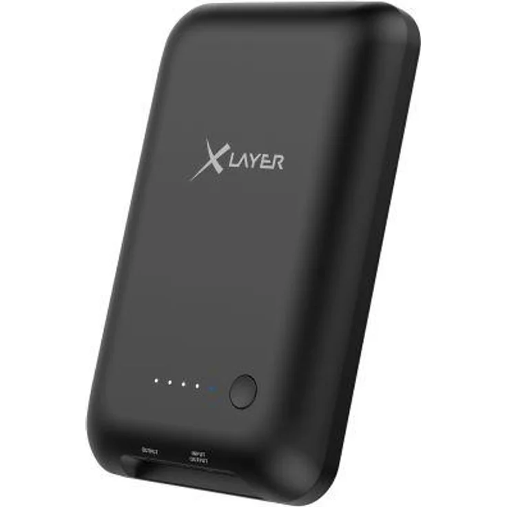 Xlayer Powerbank Wireless Charger Magnetic PD 20W 5.000 mAh Qi-zertifiziert Black (Kabellos, mit magnetischer Andockung für iPhone 12 Modelle, 3 Geräte gleichzeitig laden, LED-Anzeige) – Bild 1