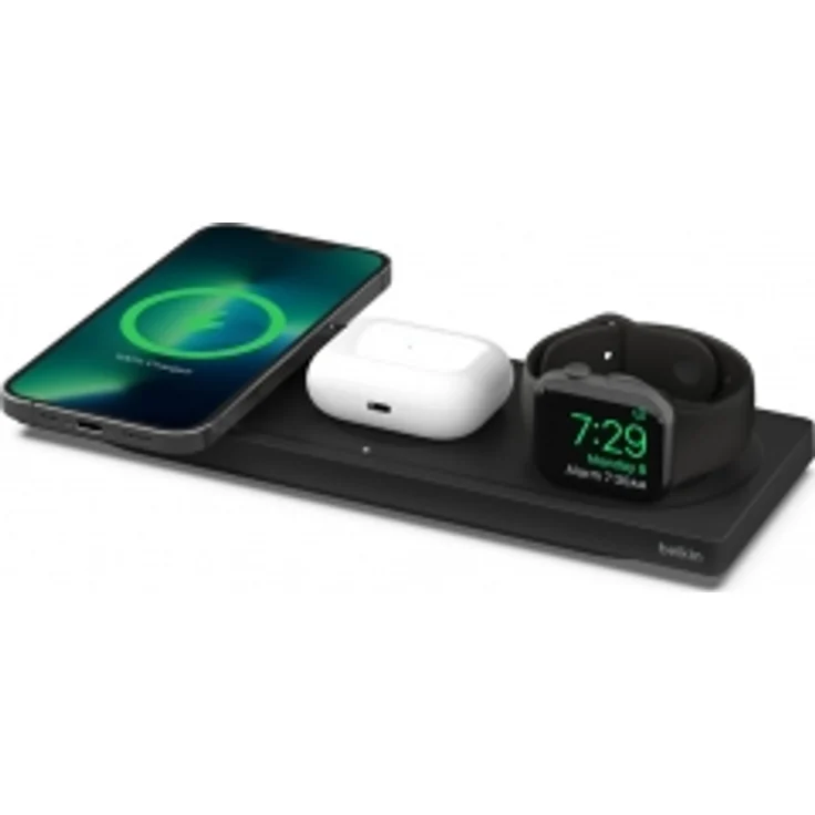 Belkin Boost Charge Pro drahtloses 3-in-1 Ladepad für MagSafe iPhone 12-13 schwarz (#576360) – Bild 1