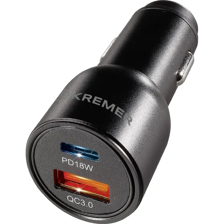 KREMER 18W Quick Charge PD Kfz-Schnellladegerät QuickCharge 12V Schnellladegerät fürs Auto