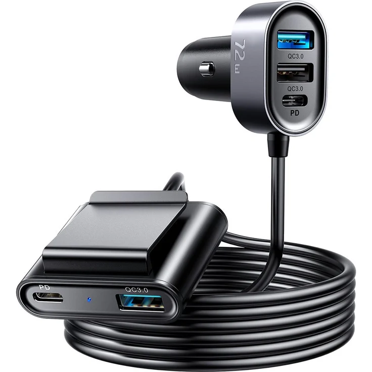 Joyroom Auto-Ladegerät Kfz-Ladegerät 2x USB-C Typ-C PD + 2xQC3.0 75W 1,5m schwarz – Bild 1