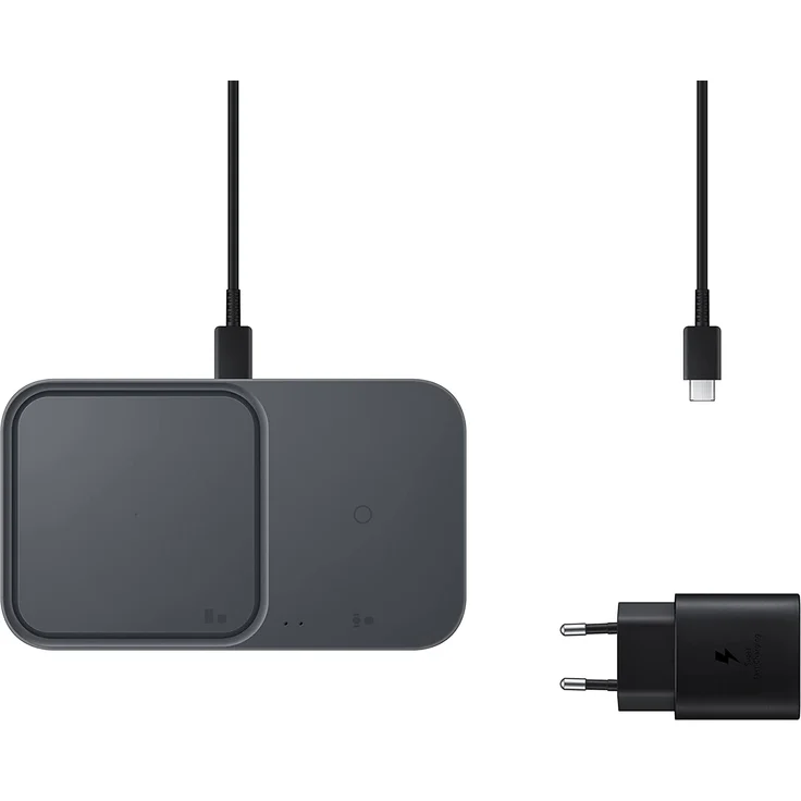 Samsung Induktions-Ladegerät 2.77A Wireless Charger Duo EP-P5400T EP-P5400TBEGEU Ausgänge USB-C Dunkelgrau – Bild 1