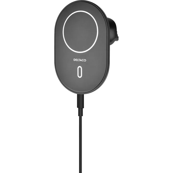 DELTACO Wireless Car Charger (mit magnetischer Schnappfunktion, kompatibel mit iPhone 12-13)