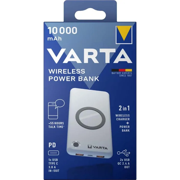 VARTA Zusatzakku Wireless Power Bank, 20.000 mAh, weiß