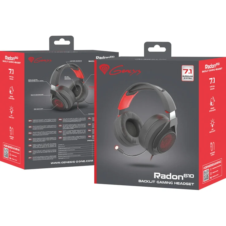 Genesis RADON 610 7.1 Surround-Sound Gaming-Headset, Schwarz/Rot – Bild 5