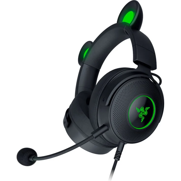 Razer Kraken Kitty Edition V2 Pro Gaming-Headset, RGB-Beleuchtung, 3 Paar austauschbare Ohren, Schwarz – Bild 1