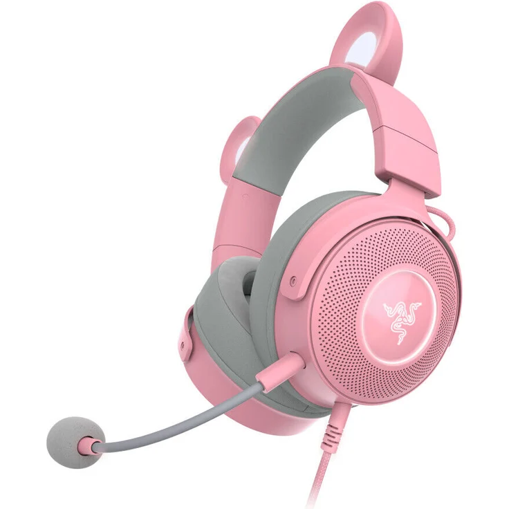 Razer Kraken Kitty Edition V2 Pro Gaming-Headset, RGB-Beleuchtung, 3 Paar austauschbare Ohren, Rosa – Bild 1
