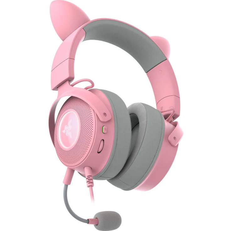 Razer Kraken Kitty Edition V2 Pro Gaming-Headset, RGB-Beleuchtung, 3 Paar austauschbare Ohren, Rosa – Bild 4