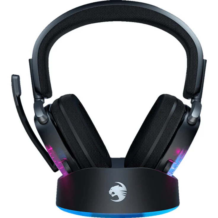 Roccat Syn Max Air Kabelloses RGB PC Gaming-Headset mit 3D Audio und Dockingstation, Schwarz – Bild 2