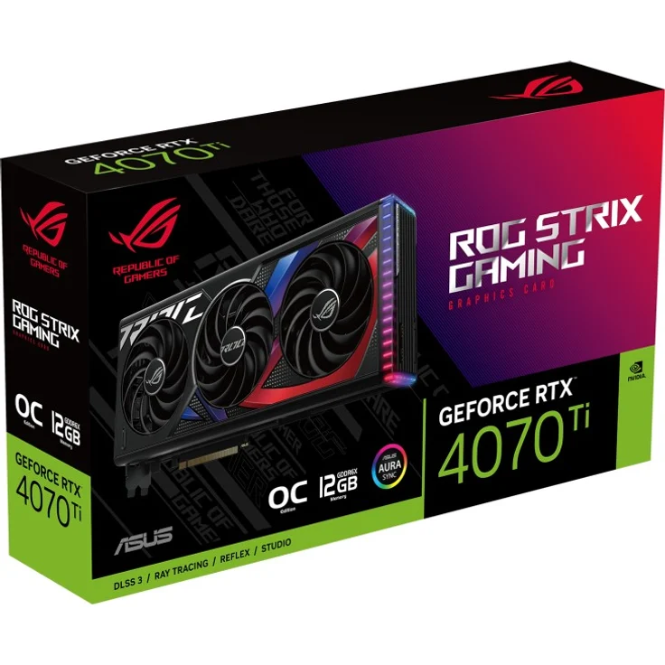 ASUS GeForce RTX 4070 Ti ROG STRIX GAMING OC Grafikkarte, 3x DisplayPort, 2x – Bild 1
