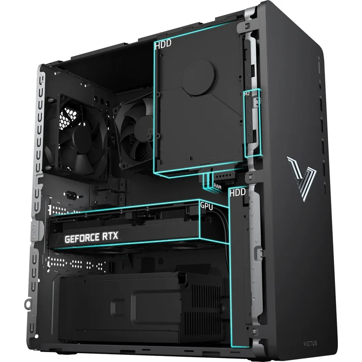 HP Victus 15L Desktop TG02-0015ng - AMD Ryzen 7 5700G, 16GB RAM, 1512GB SSD + HDD, NVIDIA GeForce RTX 3060 Ti, Windows 11 Home 64-bit (687G7EA) – Bild 4