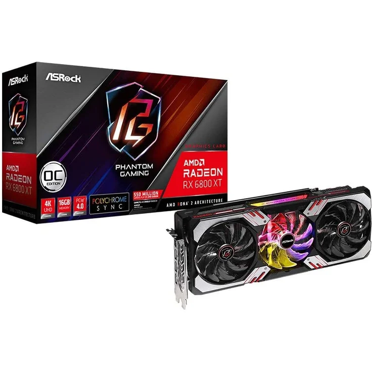 ASRock Radeon RX 6800 XT Phantom Gaming OC 16GB GDDR6 HDMI, 3x DP – Bild 1