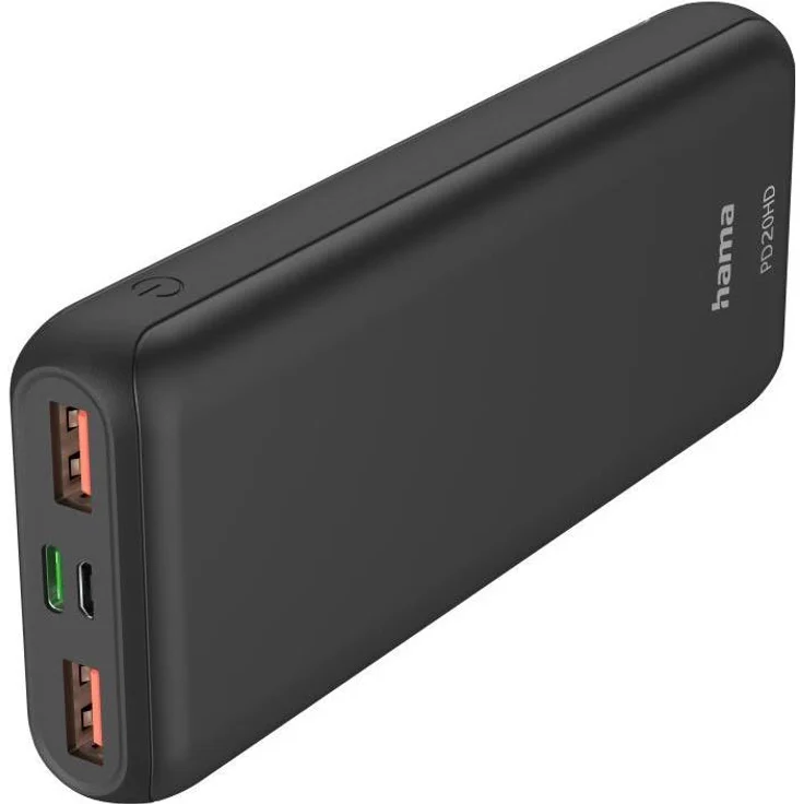 Hama Power Pack ''PD20-HD'' 20000mAh, 3 Ausgänge: 1x USB-C, 2x USB-A, Anthrazit – Bild 1