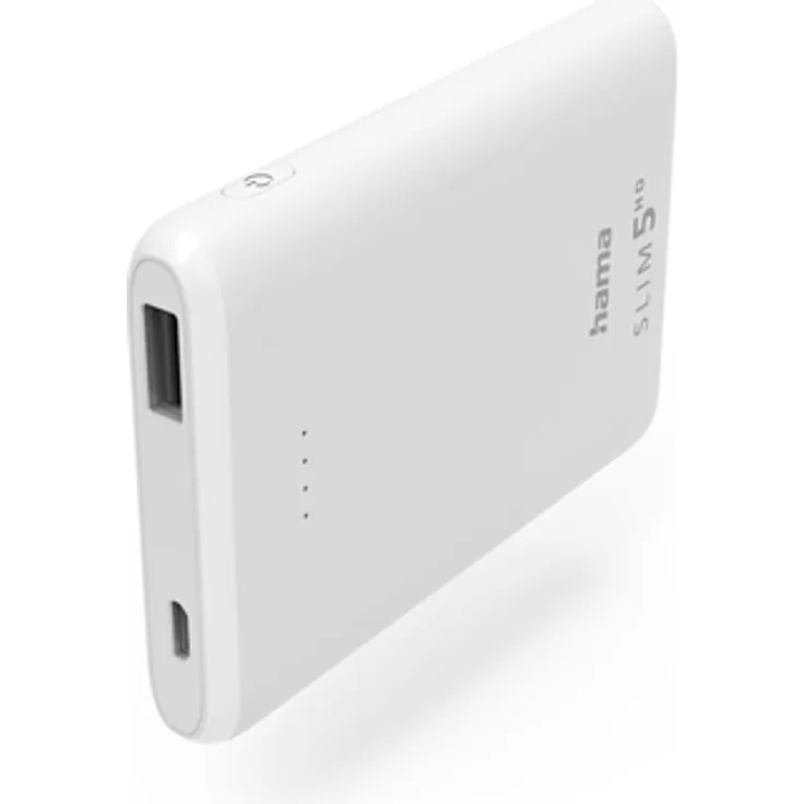 Hama Power Pack ''SLIM 5HD'' 5000mAh, Ausgang: USB-A, Weiß (201667)