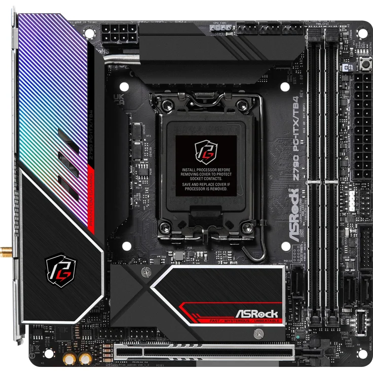 ASRock Z790 PG-ITX-TB4 - Motherboard - Mini-ITX - LGA1700-Sockel - Z790 Chipsatz - USB 3.2 Gen 1, USB 3.2 Gen 2, USB-C Gen 2x2, USB4 - Bluetooth, 2.5 Gigabit LAN, Wi-Fi - Onboard-Grafik (CPU erforderlich) – Bild 1