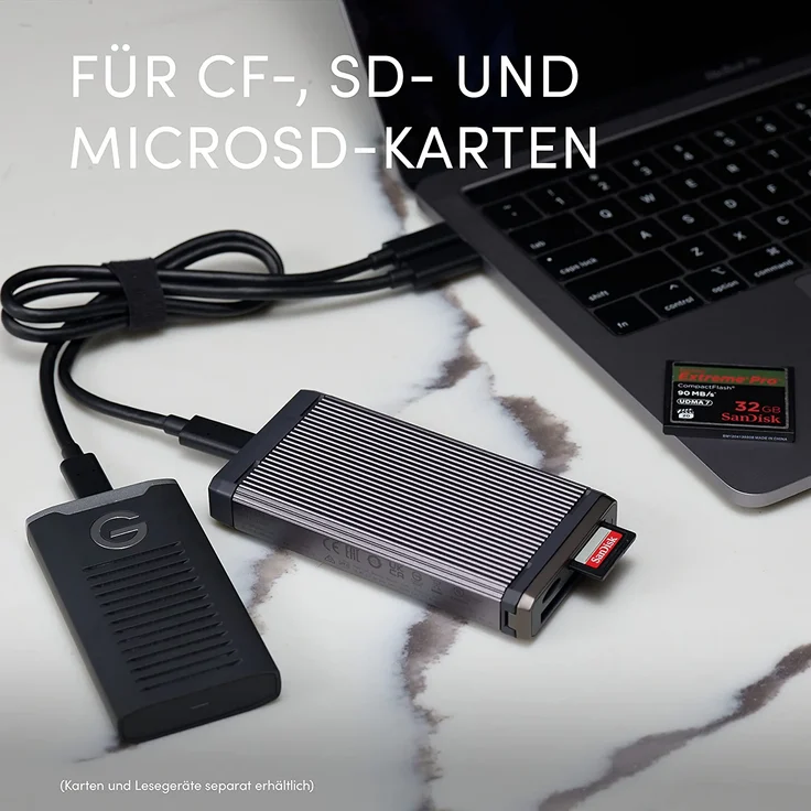 SanDisk PROFESSIONAL PRO-READER Multi-Card, High-Performance-Kartenleser für CF-, SD- und microSD-Karten, kompatibel mit USB-C, schnelle Übertragung – Bild 2