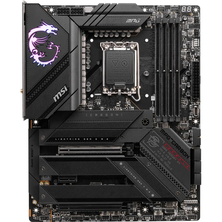 MSI MPG Z790 Carbon WiFi - Motherboard - ATX - LGA1700-Sockel - Z790 Chipsatz - USB-C Gen2, USB 3.2 Gen 1, USB 3.2 Gen 2, USB-C Gen 2x2 - 2.5 Gigabit LAN, Wi-Fi, Bluetooth - Onboard-Grafik (CPU erforderlich) – Bild 1