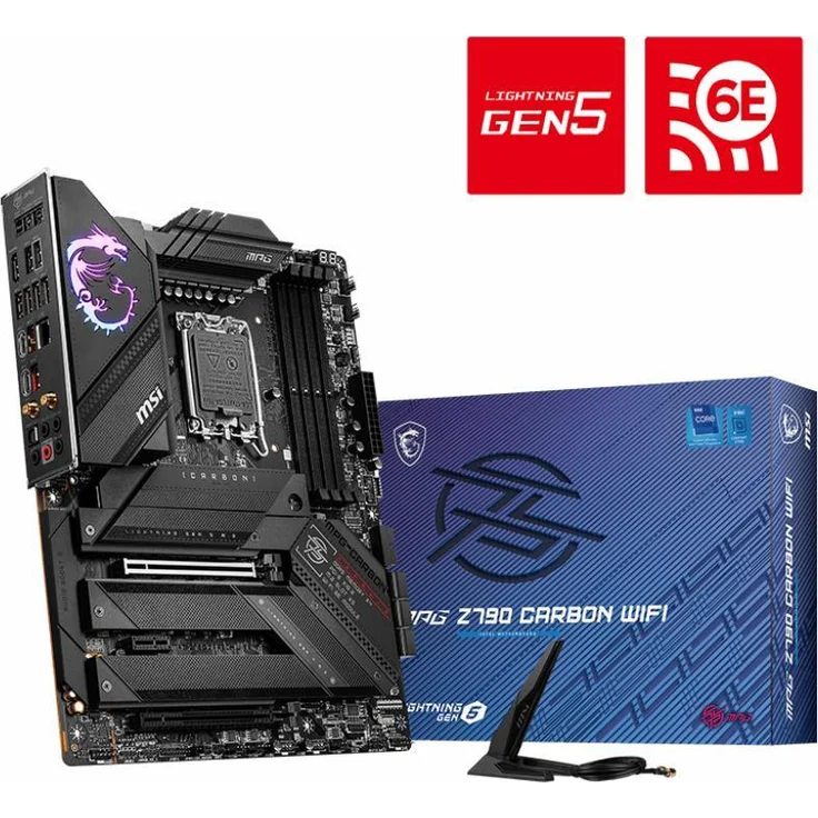 MSI MPG Z790 Carbon WiFi - Motherboard - ATX - LGA1700-Sockel - Z790 Chipsatz - USB-C Gen2, USB 3.2 Gen 1, USB 3.2 Gen 2, USB-C Gen 2x2 - 2.5 Gigabit LAN, Wi-Fi, Bluetooth - Onboard-Grafik (CPU erforderlich) – Bild 6