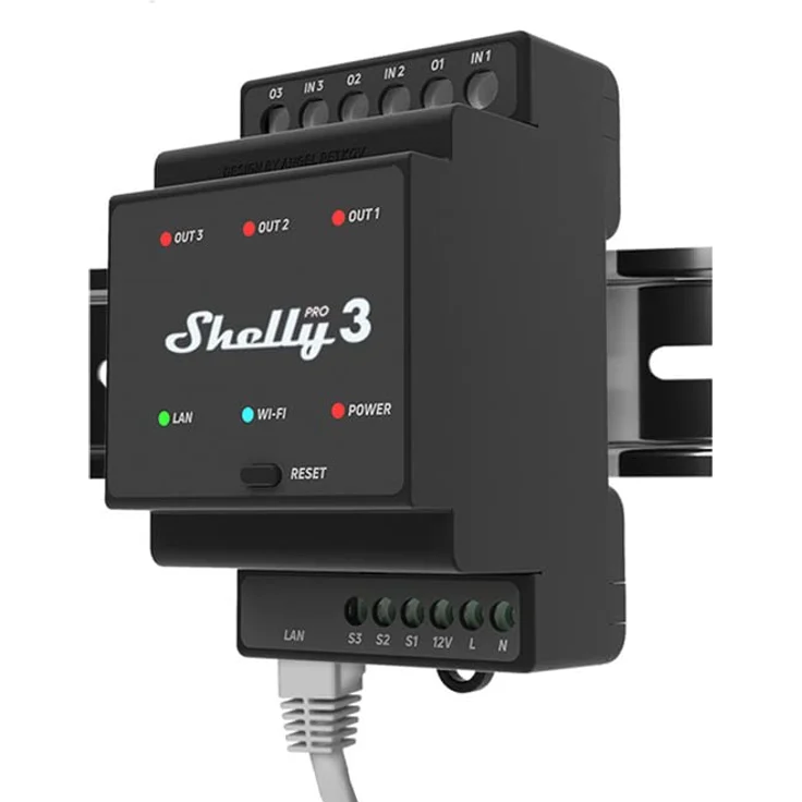 Shelly Pro 3 LAN und WiFi-DIN-Rail Switch – Bild 1