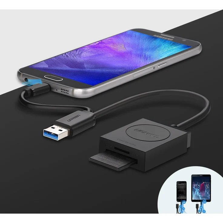 Ugreen USB 3.0 Kartenleser SD Card Reader Micro SD Kartenlesegerät sd Karte USB Adapter für SDXC, SDHC, TF, MMC, RS-MMC, Micro SDXC, Micro SD, Micro SDHC Karte, schwarz – Bild 9
