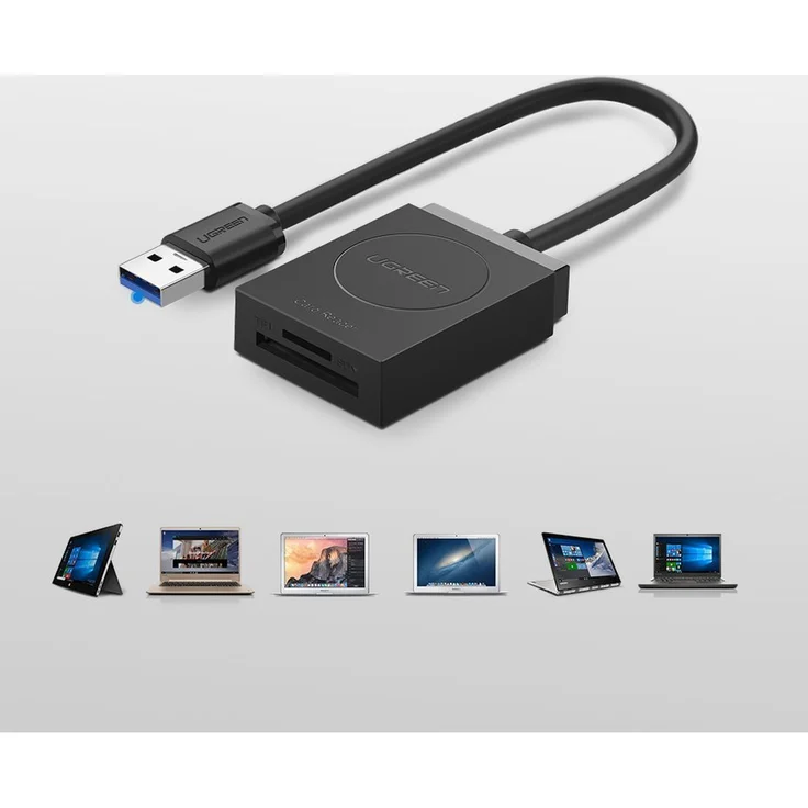 Ugreen USB 3.0 Kartenleser SD Card Reader Micro SD Kartenlesegerät sd Karte USB Adapter für SDXC, SDHC, TF, MMC, RS-MMC, Micro SDXC, Micro SD, Micro SDHC Karte, schwarz – Bild 6