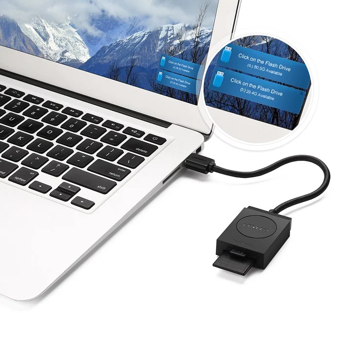 Ugreen USB 3.0 Kartenleser SD Card Reader Micro SD Kartenlesegerät sd Karte USB Adapter für SDXC, SDHC, TF, MMC, RS-MMC, Micro SDXC, Micro SD, Micro SDHC Karte, schwarz – Bild 5