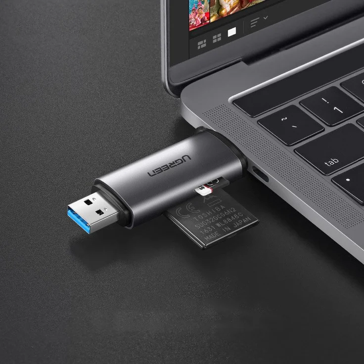 Ugreen SD - Micro SD Kartenleser für USB 3.0 - USB Typ C 3.0 Adapter, grau – Bild 3