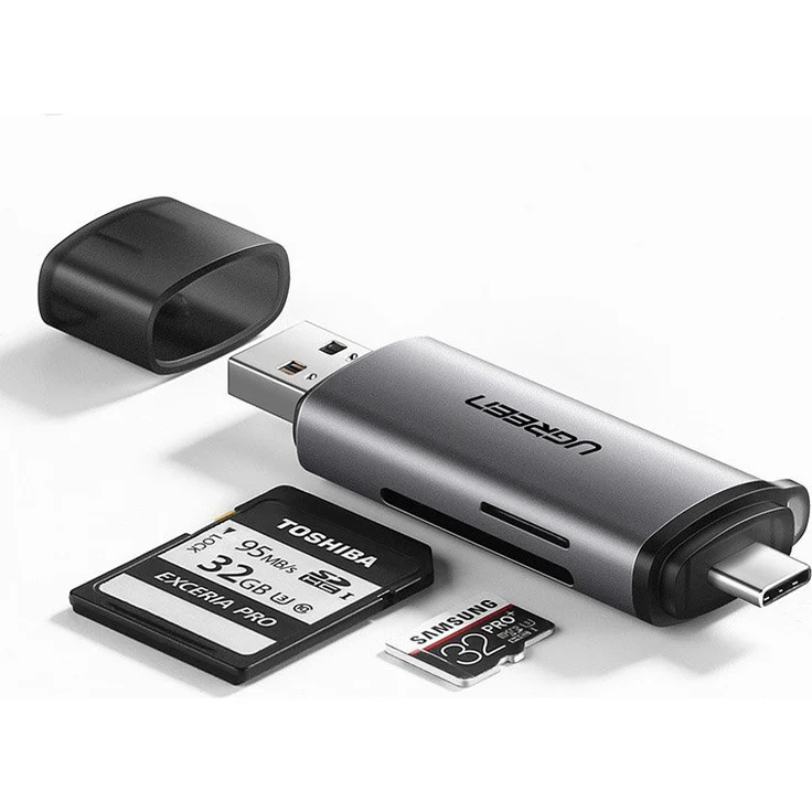 Ugreen SD - Micro SD Kartenleser für USB 3.0 - USB Typ C 3.0 Adapter, grau – Bild 2