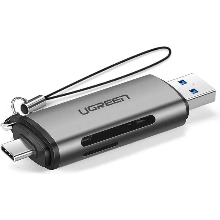 Ugreen SD - Micro SD Kartenleser für USB 3.0 - USB Typ C 3.0 Adapter, grau
