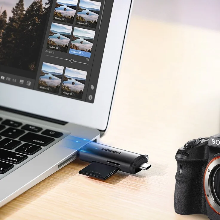 Ugreen SD - Micro SD Kartenleser für USB 3.0 - USB Typ C 3.0 Adapter, grau – Bild 4