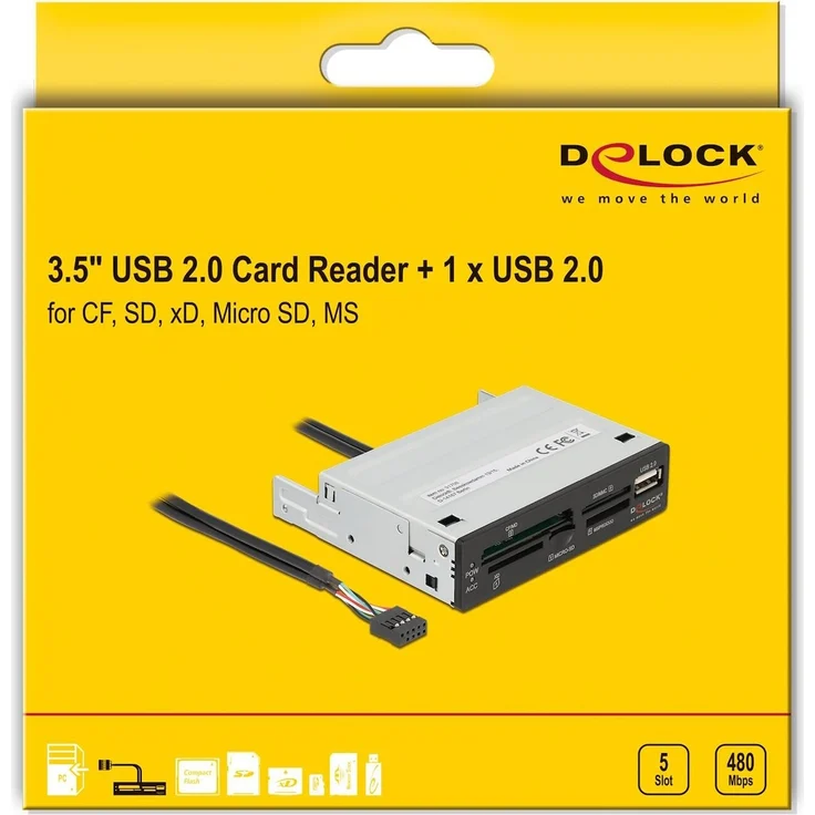 DeLock Kartenleser USB 2.0, Schwarz, Grau – Bild 2